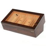 Cigar Wood Humidor Glass Top Cigar Display Humidor With Divider Safety Lock Humidifier Hygrometer cigar cases for 50 cigars