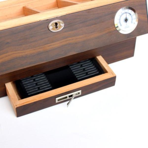 Cigar Wood Humidor Glass Top Cigar Display Humidor With Divider Safety Lock Humidifier Hygrometer cigar cases for 50 cigars