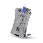 Double jet flame Silver Cigar Lighter with bullet cutter