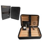 Black Leather Travel Humidor Set