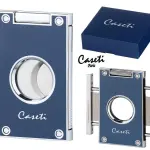 CASETI PARIS 2 BLADES CIGAR CUTTER / GREY - BLUE ** NEW IN BOX **