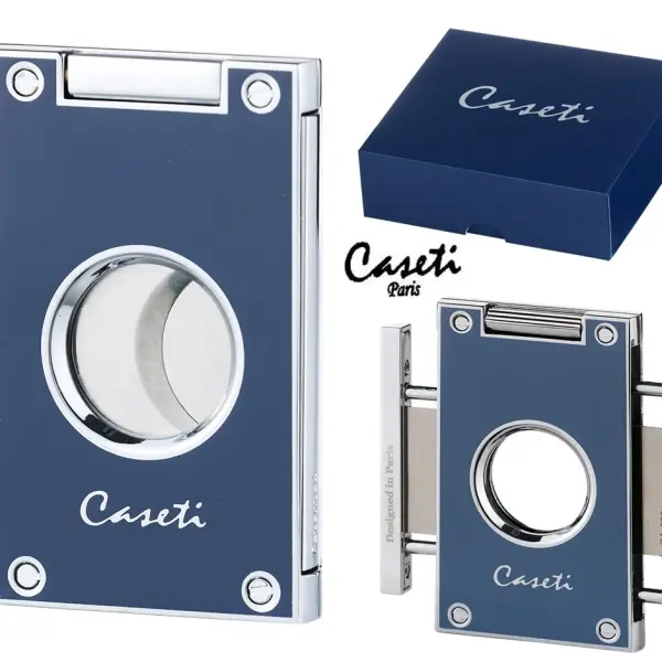 CASETI PARIS 2 BLADES CIGAR CUTTER / GREY - BLUE ** NEW IN BOX **