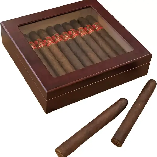 Cedar Wood Travel Cigar Humidor Box With Humidifier Hygrometer Humidor Cigar Box Case Glass Humidors Fit 20-30 Cigars