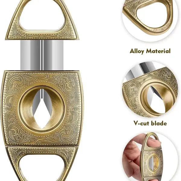 Scotte V-Cut Cigar Cutter Guil lotine Precision Cigar Draw Enhancer Tool Needle